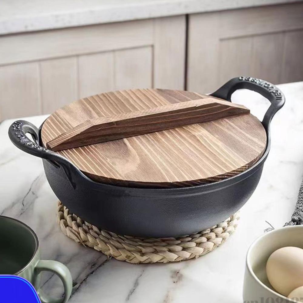 Dutch Oven Enamel - قدر حديدي بغطاء ومقبضين، مقلاة مسطحة